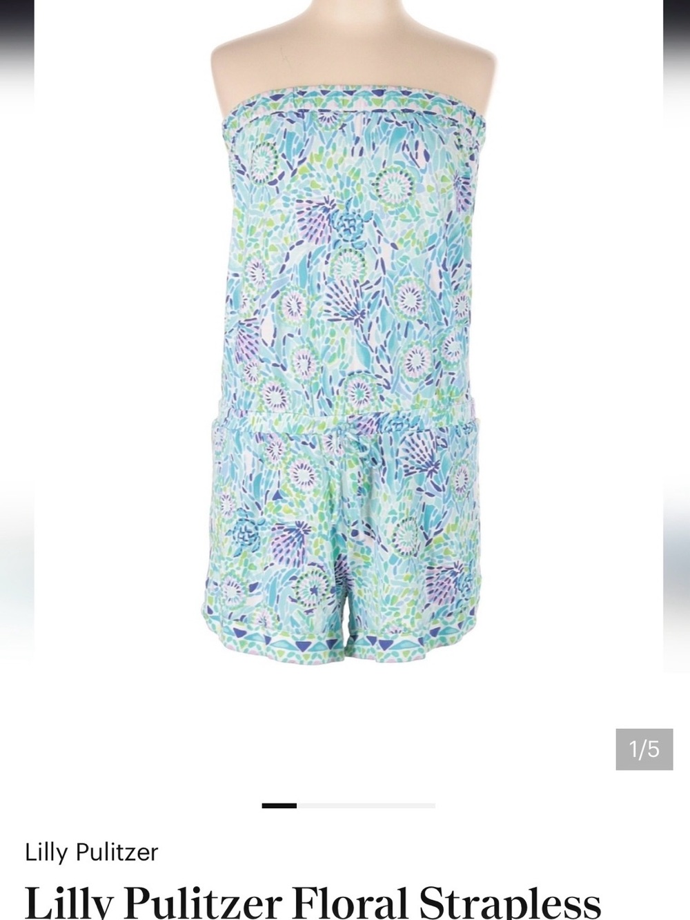 Lilly Pulitzer Mint Blue Floral Strapless Romper